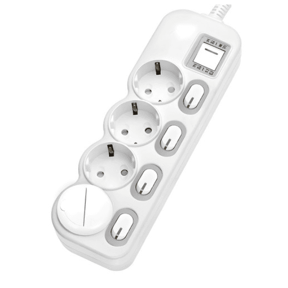 에코파워탭 LED 개별 과부하차단 멀티탭 전선형 4구 EPM-L304SS + 안전커버