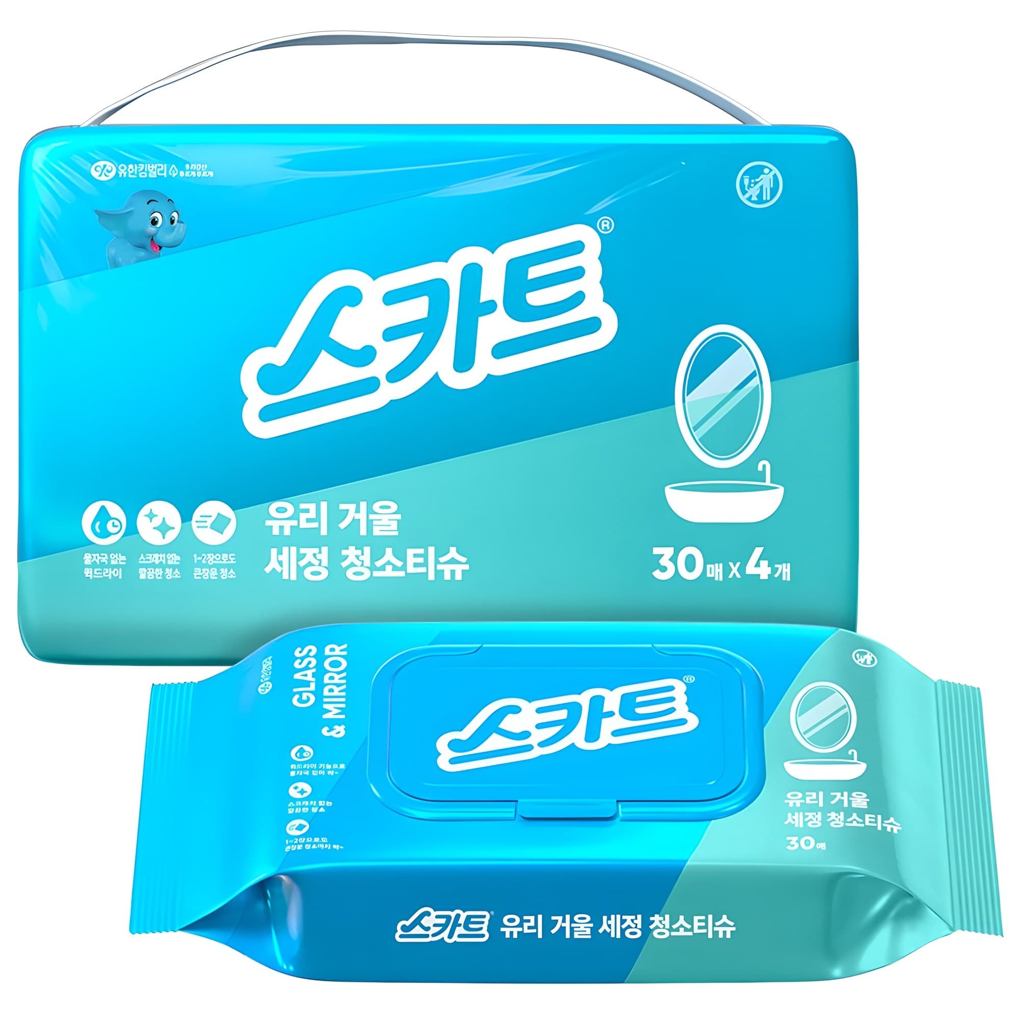 스카트 유리거울 이지앤퀵 청소티슈 30p