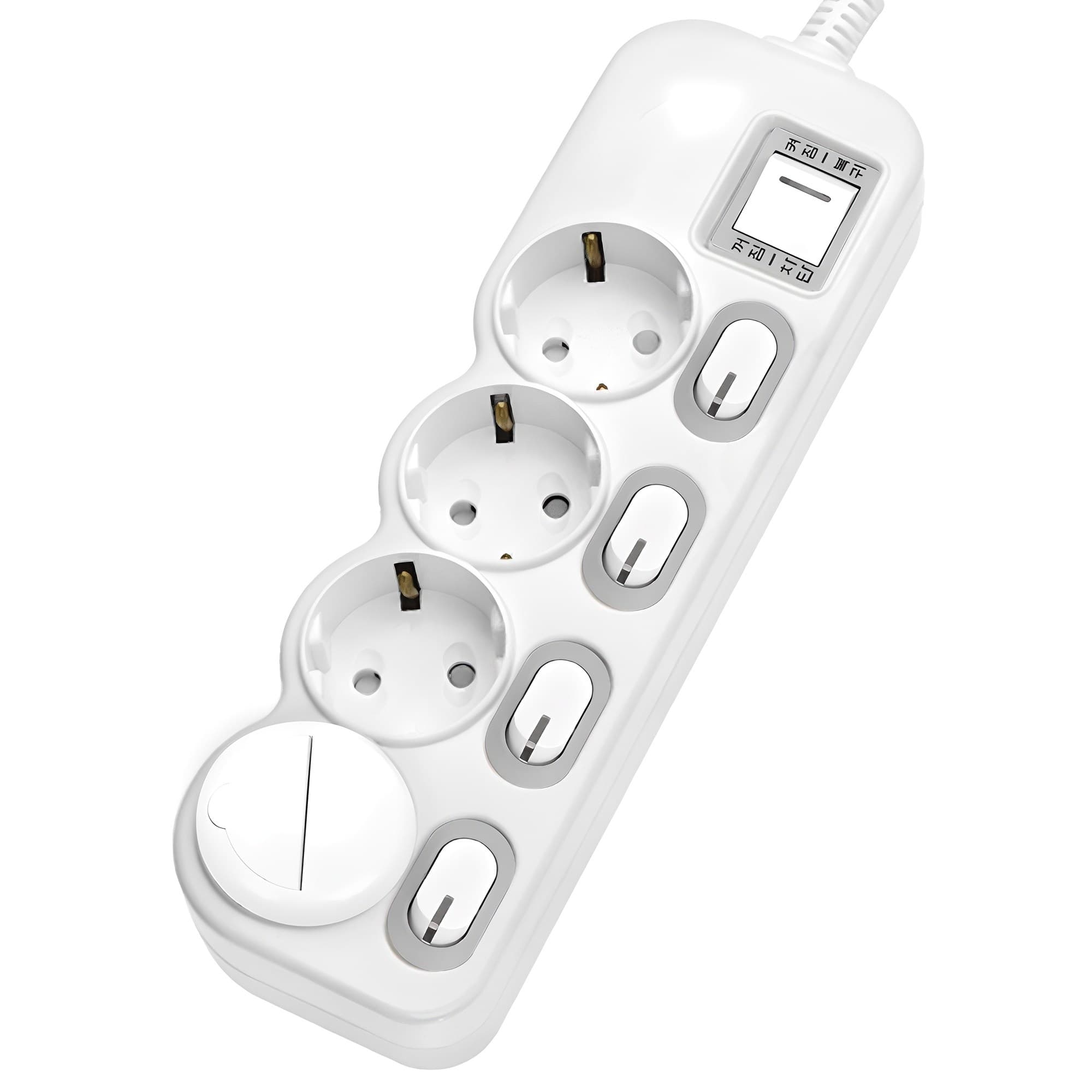 에코파워탭 LED 개별 과부하차단 멀티탭 전선형 4구 EPM-L304SS + 안전커버