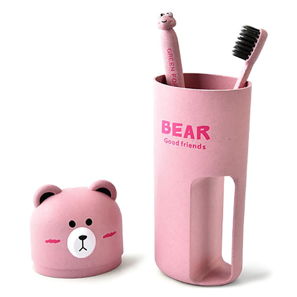 더자카 파스텔 곰돌이 칫솔 케이스 + 칫솔 2p